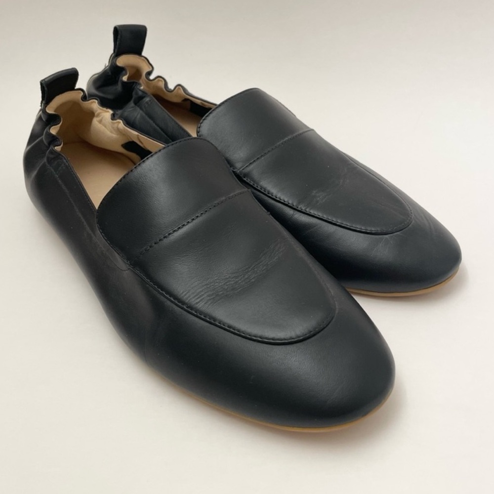 Everlane Black Leather Slip-On Loafers